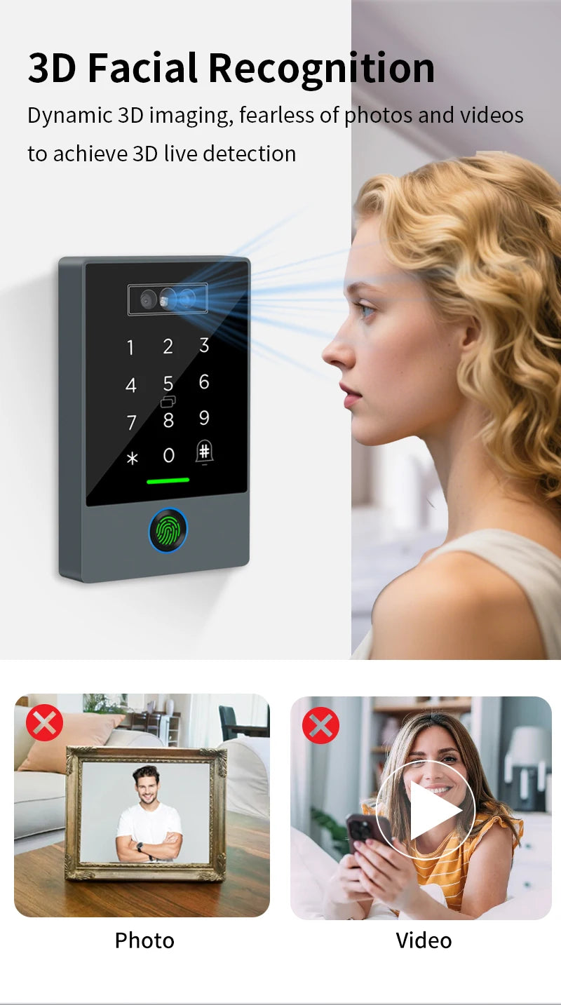 TTLOCK Home Security Visual Intercom Face Recognition Fingerprint WiFi Intelligent 13.5Hz Waterproof IP67 Access Control