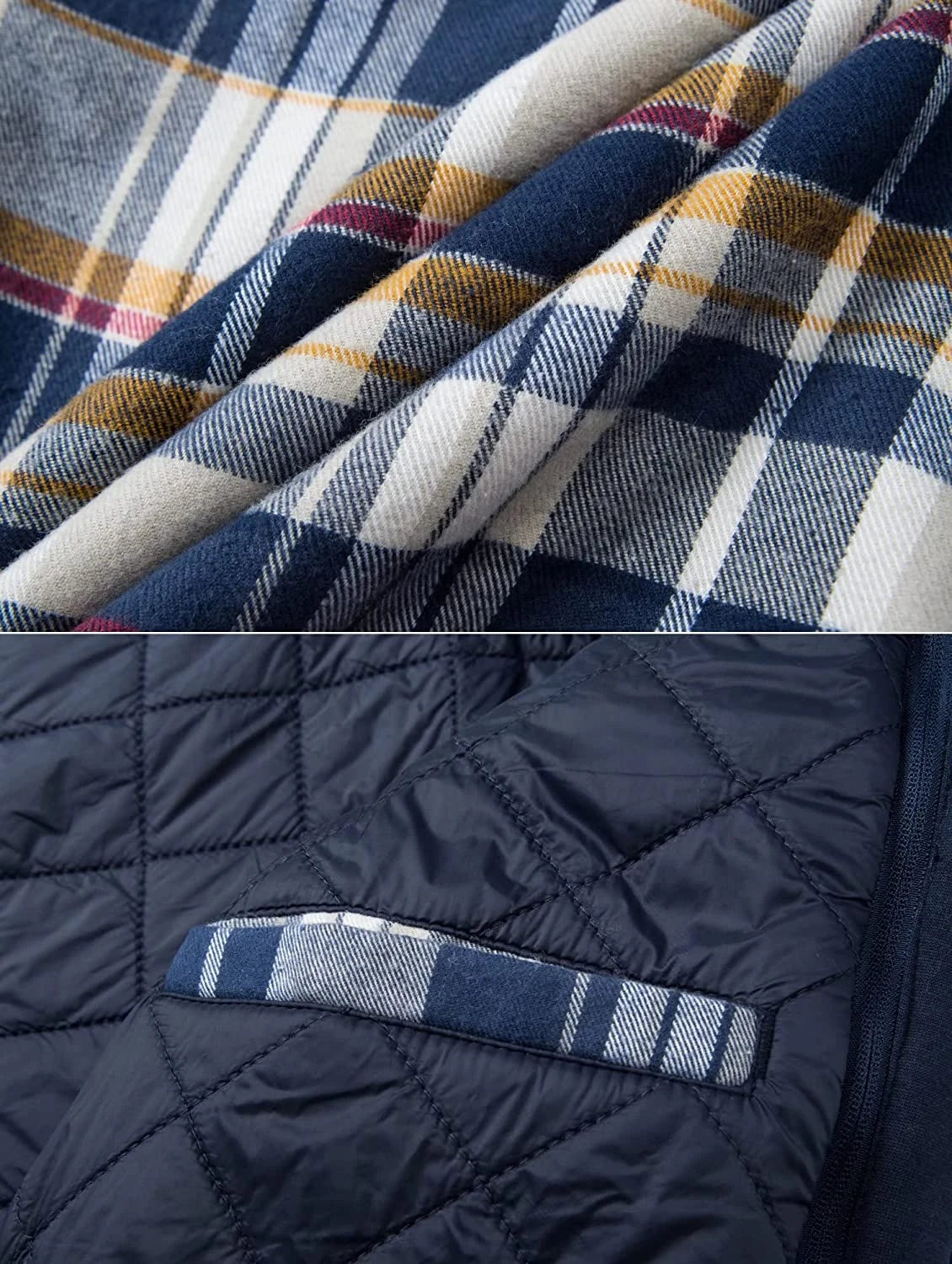 TACVASEN Men's Flannel Shirt Jacket with Removable Hood Plaid Quilted Lined Winter Coats Thick Hoodie Outwear Man Fleece Shirts