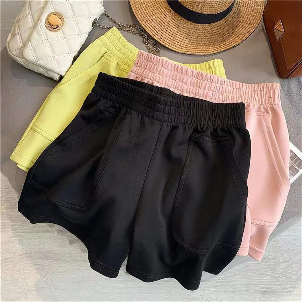 Women Summer 2026 Loose Slim Drawstring Hot Pants Korean High Waisted Wide Leg Casual Versatile Sports Shorts for Outdoor Wear
