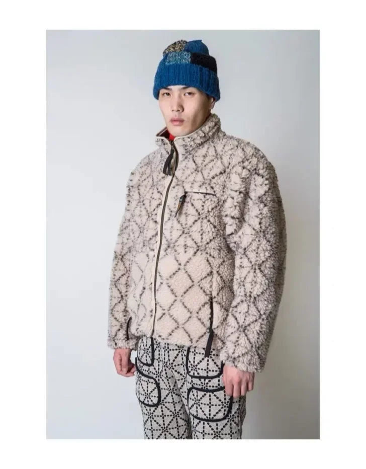 KAPITAL Fleece Wear on Both Sides Zipper Long Sleeve Japan Style Loose Jacket Men and Women Cashmere Coats