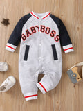 Cute Personalized Baby Boy Jumpsuit Fashionable Letter Print Long Sleeved Round Neck Comfortable Clothing for Infants
