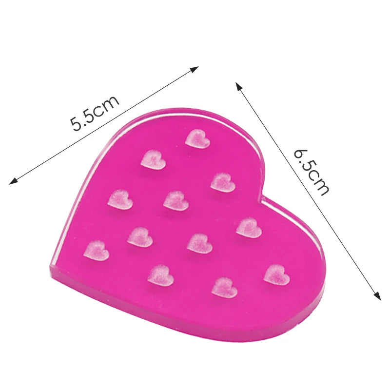 NATUHANA Heart-Shaped Crystal Resin Eyelash Glue Pad, Glass-Like Adhesive Holder Pallet for Lash Extensions, Cute Makeup Tool