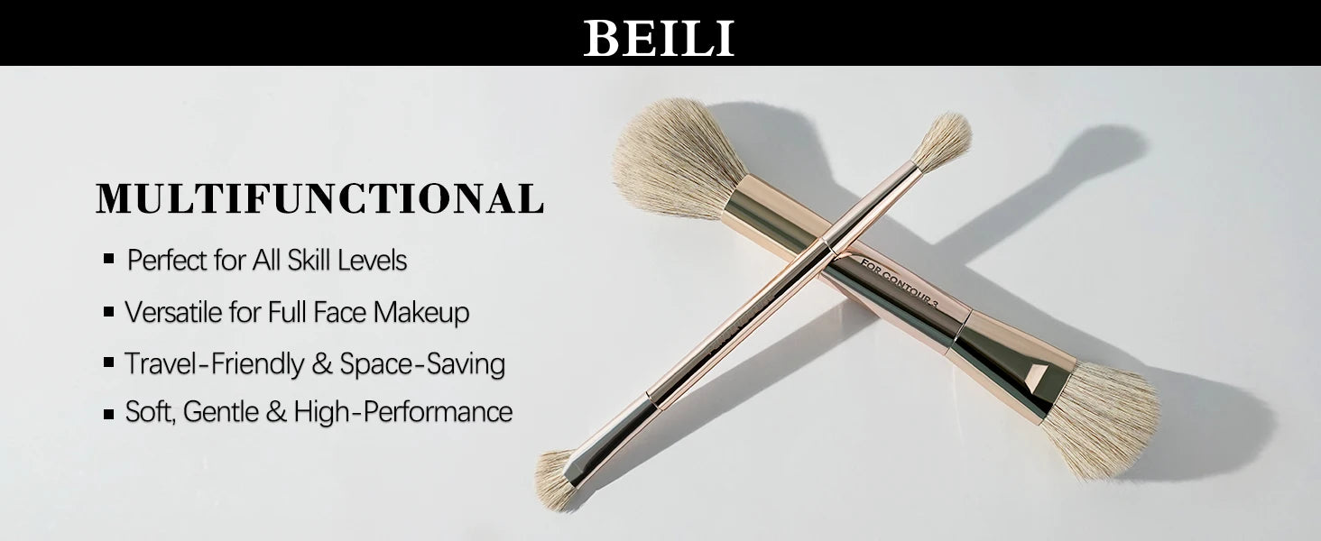 Makeup Brush Set Double-Sided Makeup Brushes for Foundation Contour Blush Blending Eyebrow and Eye Shadow Fiber Bright Cyan