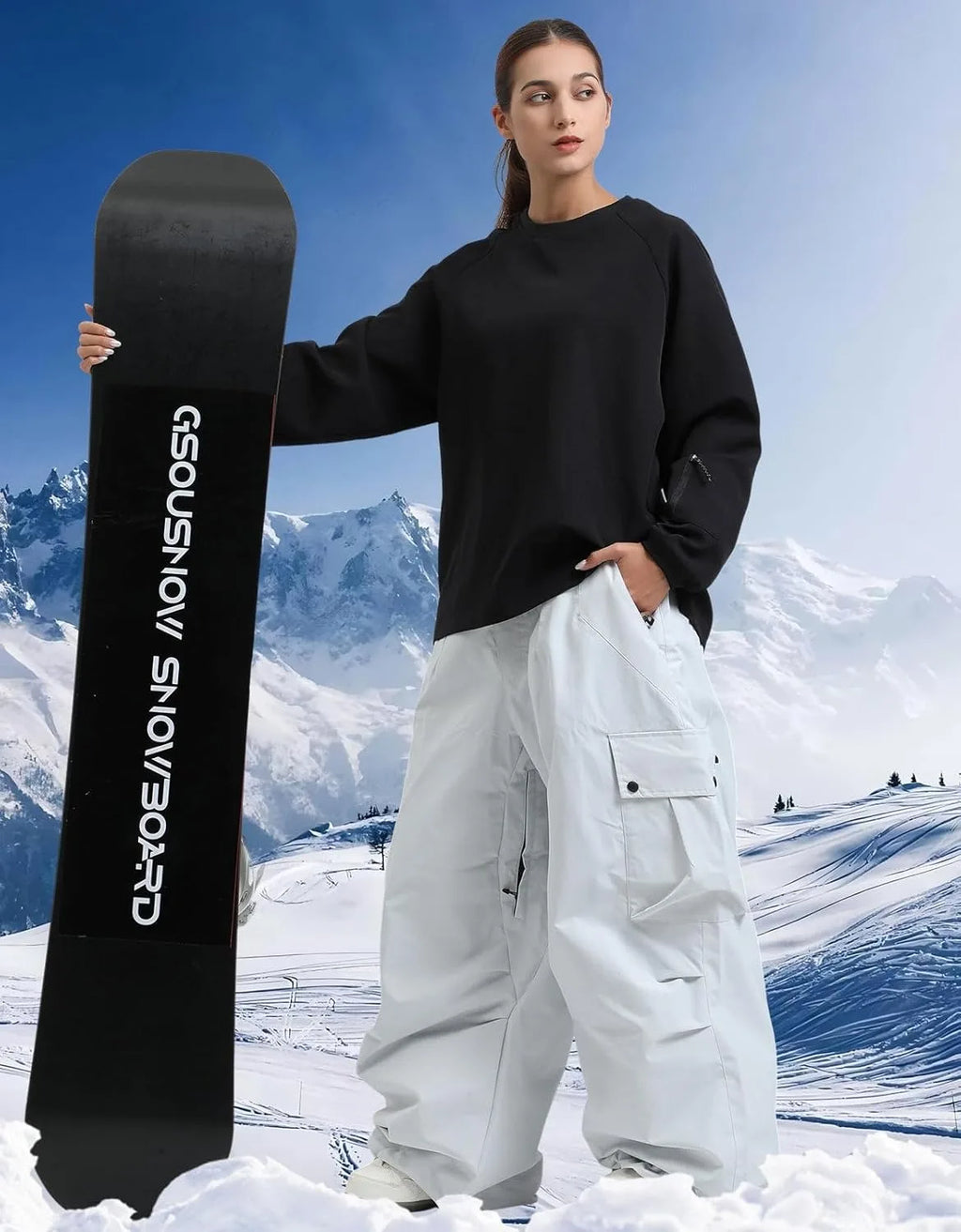 GSOU SNOW 2025 Loose Skiing Pants Snowboard Sport Trousers Outdoor Waterproof Windproof Ski Wear Winter Warm Female Ski Britches