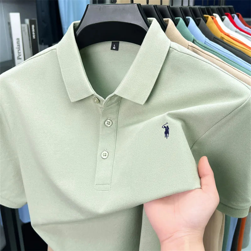 2026 New Men's Luxury Pony Embroidery Polo Shirt – High-Quality Embroidered Collar Short-Sleeve Casual Dress Summer T-Shirt