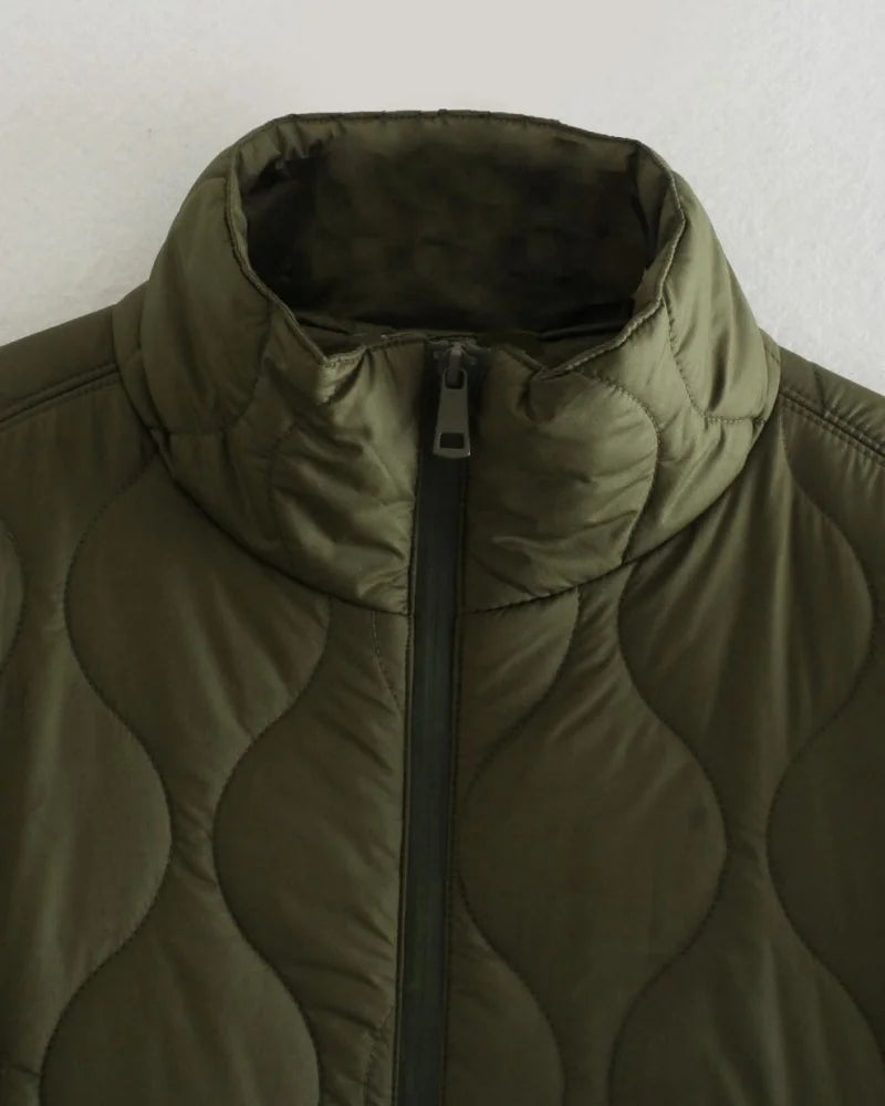 Women’s Autumn Thin Bat Sleeve Cotton Padded Jacket Easy On Off Fashion Warm Lightweight Comfortable Style