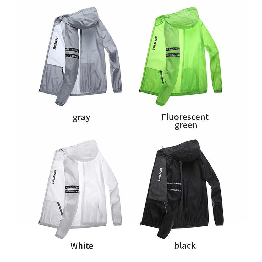 Summer Ice Silk Sunscreen Jackets Men's Clothing Lightweight Hooded Coat Outdoor UV Resistant Jacket Fishing Cycling Suit Male