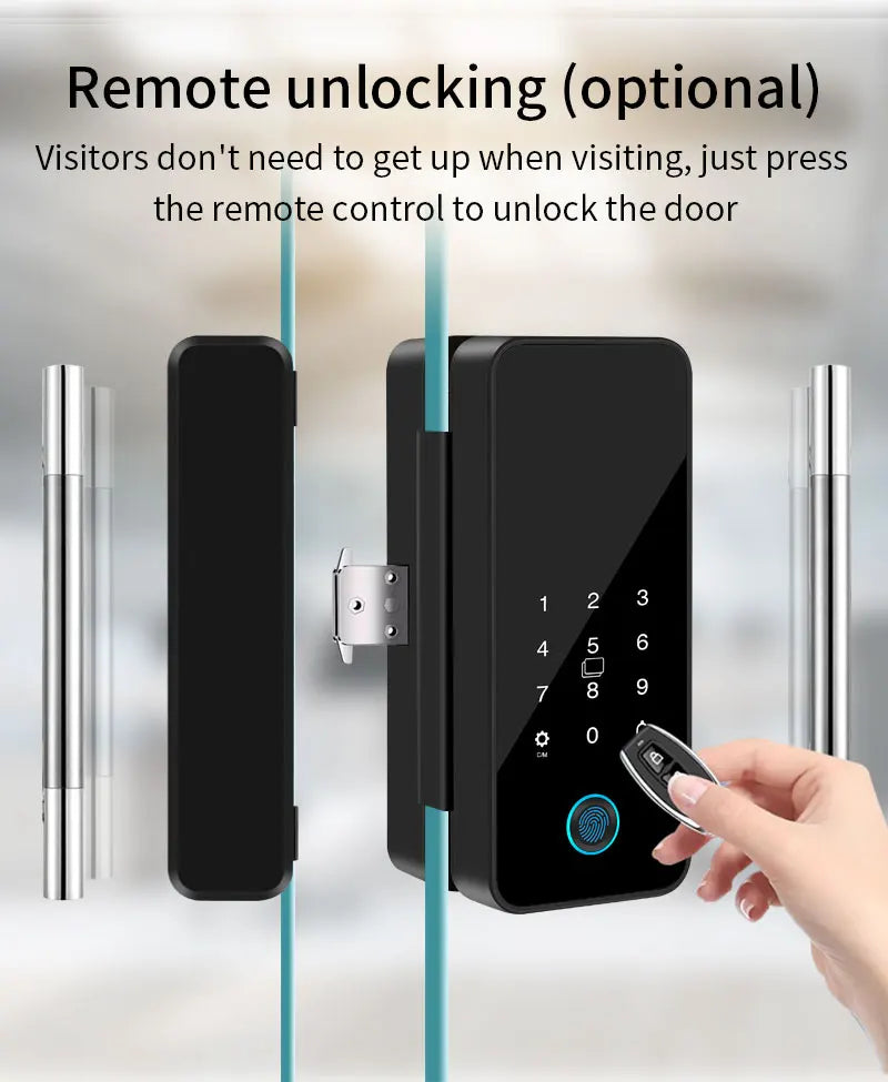 Multifunctional Smart Glass Door Lock Electronic Digit Biometric Fingerprint Tuya App Key Electric Smart Life Digital Door Lock