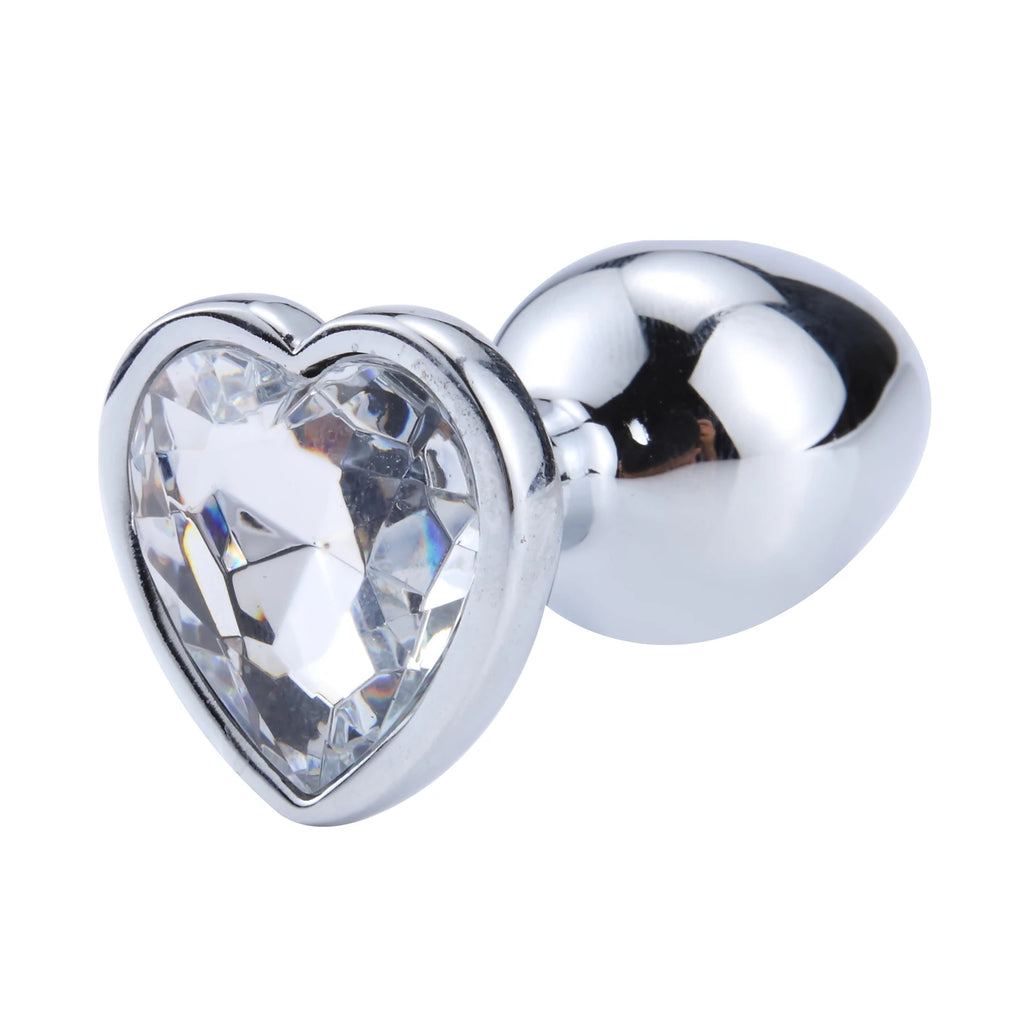 Luxury Heart Gem Metal Anal Plug Training Set Stainless Steel Butt Plug Kit for Beginners Men Women Couples Erotic Bedroom Game