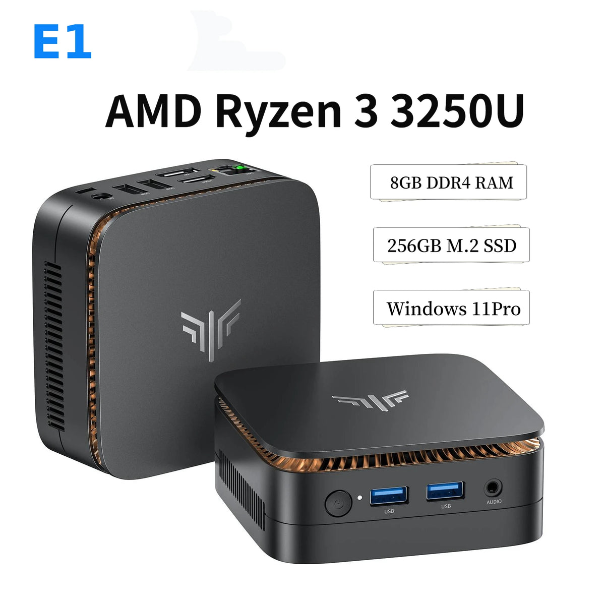 NIPOGI Mini PC AMD Ryzen 3 3250U Desktop Mini Computers 8GB RAM 256GB M.2 SSD WiFi 5, BT 4.2,DUAL 4K Display Windows 11 Pro