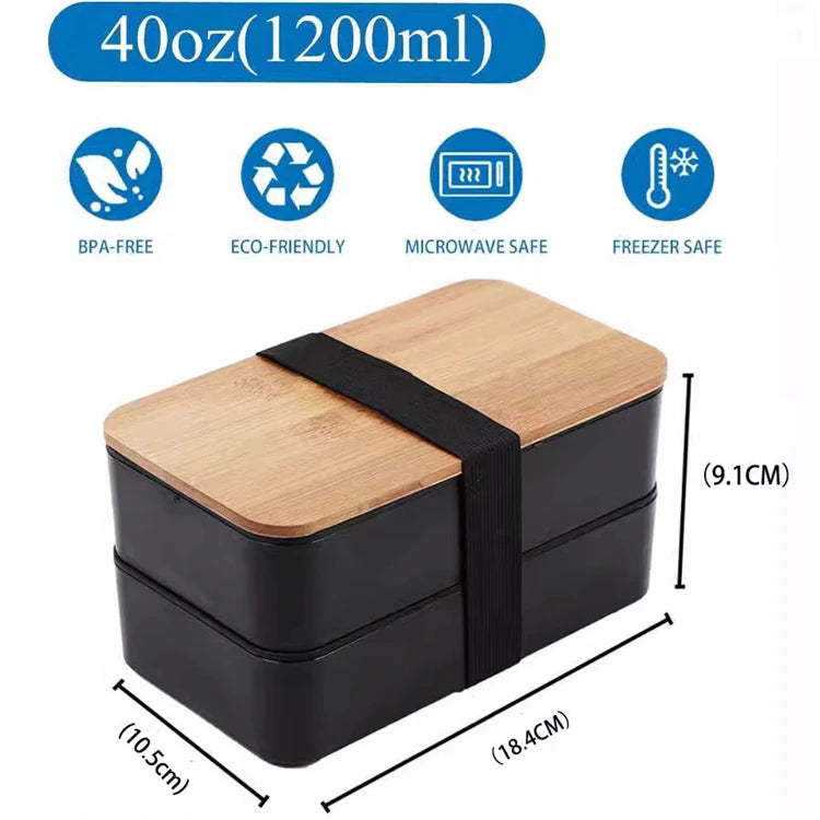 Stackable Bento Box with Utensils 1200ML All-in-One Meal Prep Compartment Lunch Containers Leak Resistant Lunch Box JT440