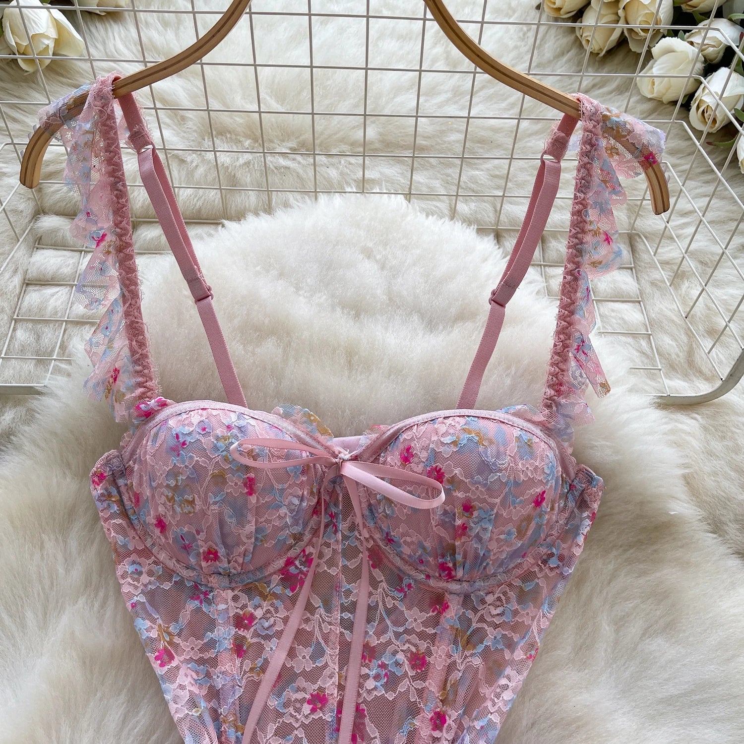 SINGREINY Strap Corset Lingerie Nightdress New Sleeveless Slim Floral Print Mini Nightwear Shapewear Mesh Lace Erotic Mini Dress