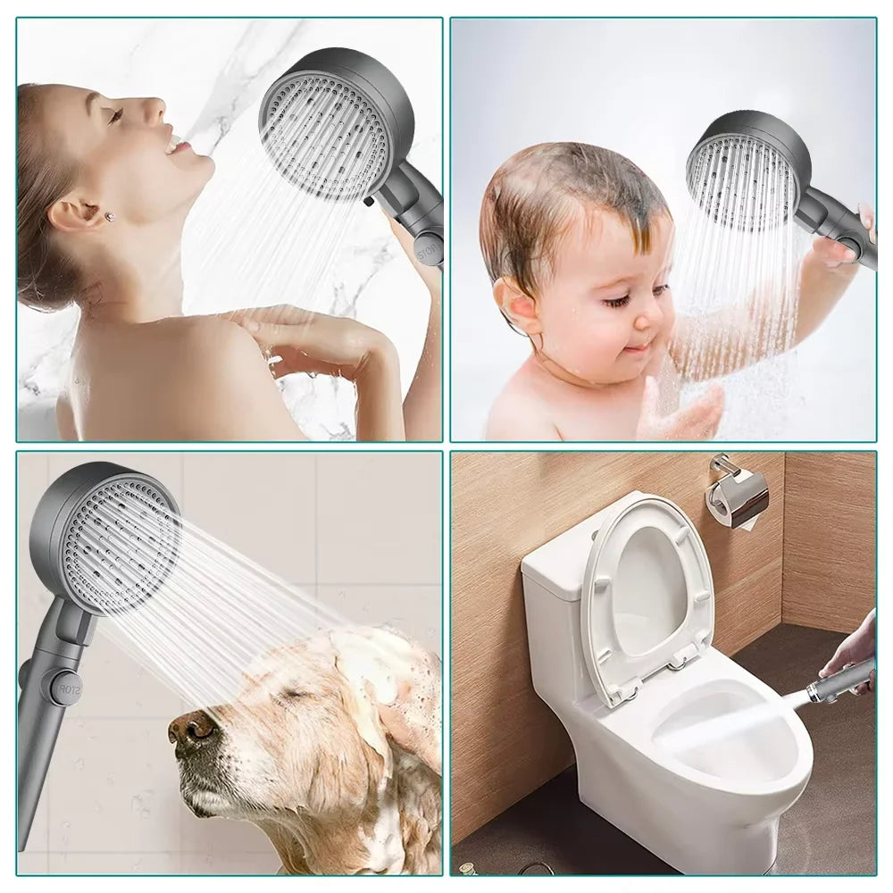 Shower Head 5 Modes Water Saving Adjustable High Pressure Showerhead Handheld Spray Hangable Bathroom Accessories 2026