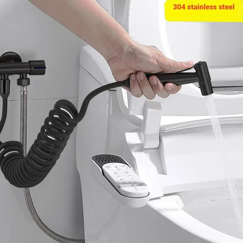 Toilet Bidet Sprayer Gun Set 304 Stainless Steel Handheld Faucet Spray With 1.5M Flexible Hose Bathroom Shower Self Cleaning