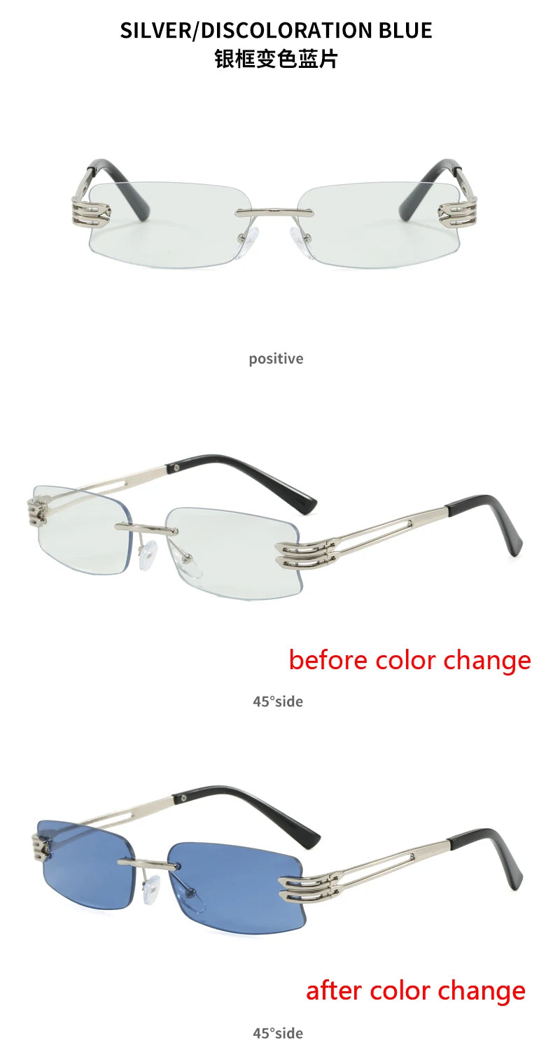 Photochromism Fashion Sunglasses Men Women Outdoor Driving Square Sun Glasses Square Sun Glasses Anti-UV Eyewear