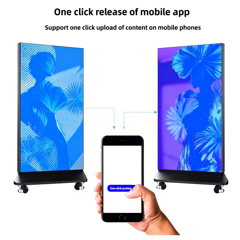 Custom P1.8 P2 P2.5 LED Poster Display Movable Vertical Digital Advertising Poster Screen For Shopping Mall Retail Store