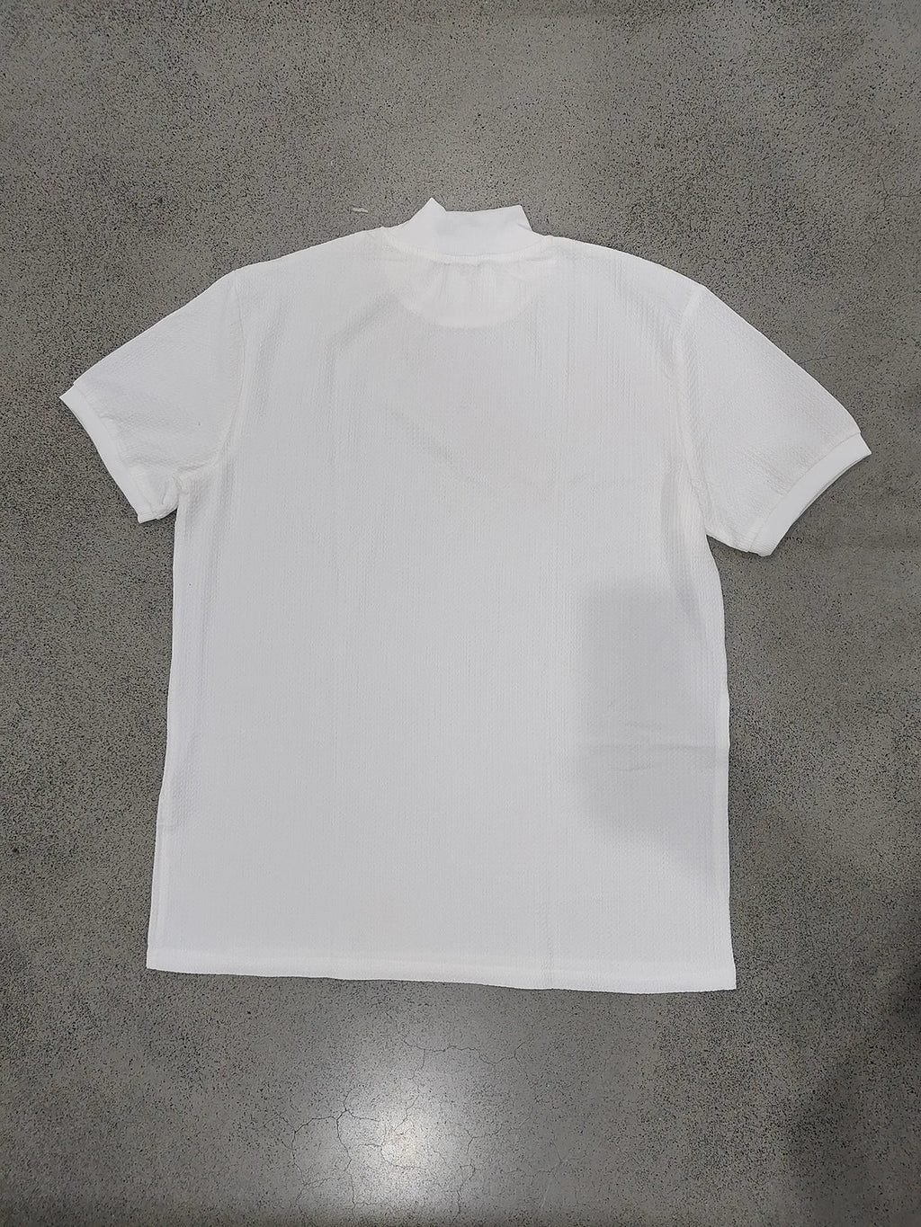 Men Summer Solid Jacquard Textured Mock Neck Short Sleeve T Shirt Slim Fit Simple Versatile Casual Daily Male Basic Tees