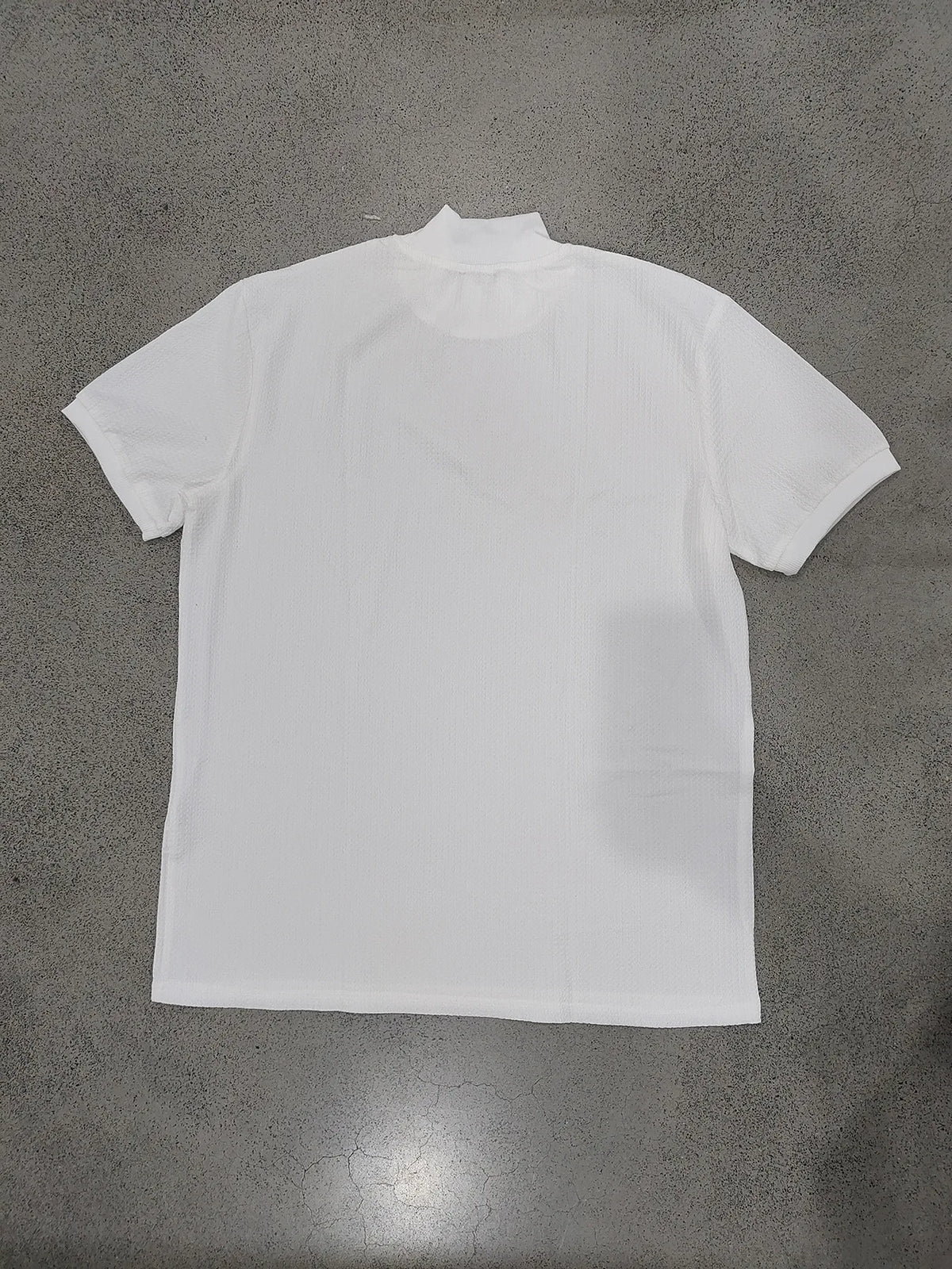 Men Summer Solid Jacquard Textured Mock Neck Short Sleeve T Shirt Slim Fit Simple Versatile Casual Daily Male Basic Tees