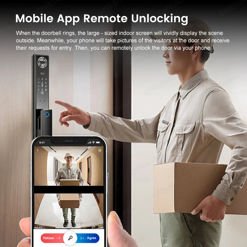 Wifi Tuya APP 3D Face Recognition Smart Door Lock With Camera Video Call Voice Intercom Digital Door Lock Automatic Door Lock