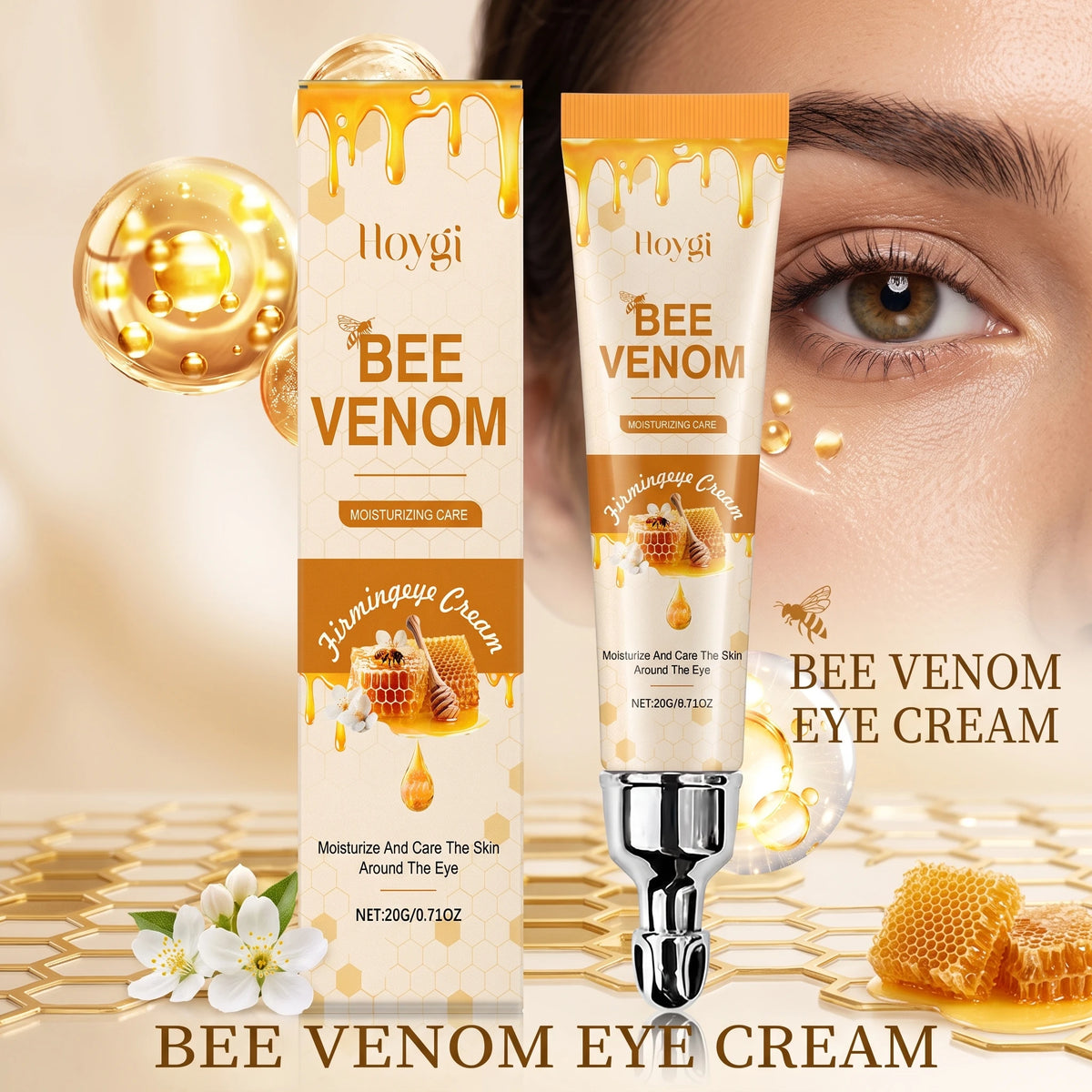 Bee Venom Firming Eye Cream Smoothing Fine Lines Hydrating Fade Under-Eye Dark Spots, Reduce Puffiness Eye Care Moisturizer