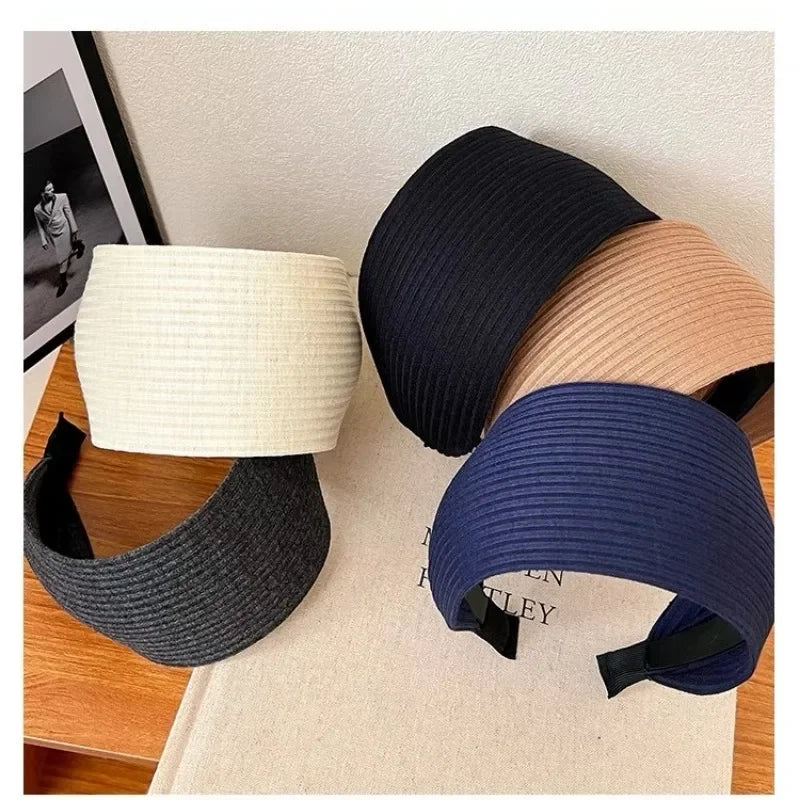 New Soft Wide Knitting Cotton Hairbands for Women Girls Korean Neutral Solid Turban with Teeth Head Band Headwear Accessories