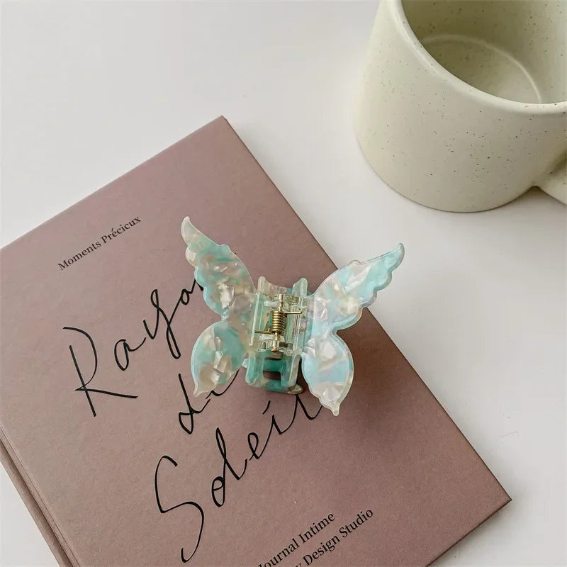New Gradient Colorful Butterfly Hair Claw for Women French Retro Acetic Acid Hair Clip Fashion Headwear Hairpin Hair Accessories