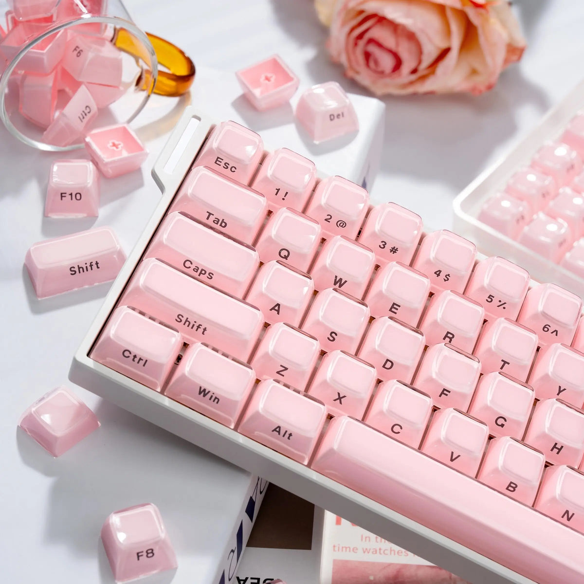 XVX Jelly Crystal Keycaps Side Print Pink/Blue 113keys Double Shote DIY Mechanical Keyboard OEM Profile Translucent Keycaps