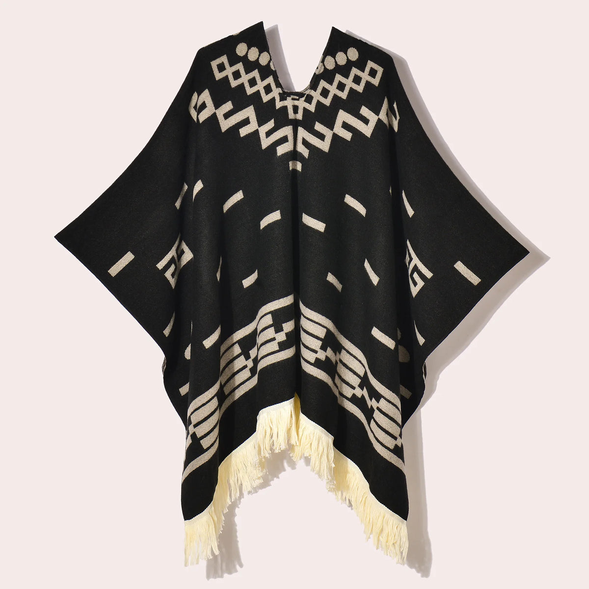 Men's Cape Fashionable Knitted Fringed Pullover Mantle Men Thickened Warm Large Shawl Wool-like Material Winter Season