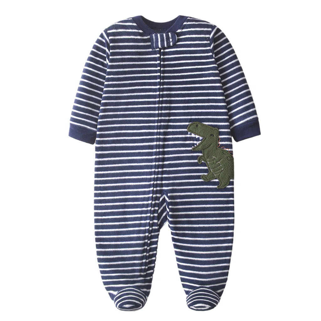 Newborn Baby Boy Girl Rompers Clothes Autumn Pajamas Zipper Fleece Infants  Baby Outfit Cartoon Jumpsuit Clothing 3-12 Months
