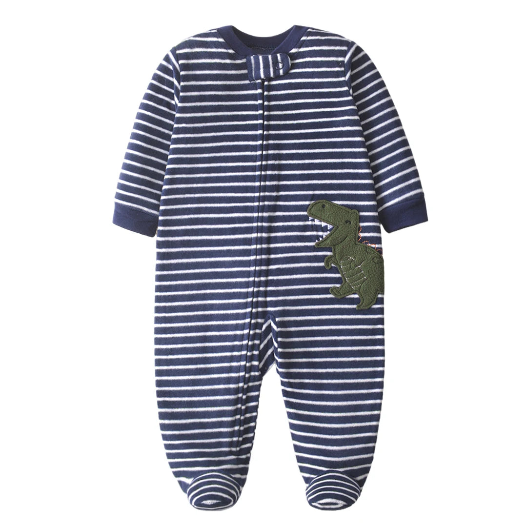 Newborn Baby Boy Girl Rompers Clothes Autumn Pajamas Zipper Fleece Infants  Baby Outfit Cartoon Jumpsuit Clothing 3-12 Months
