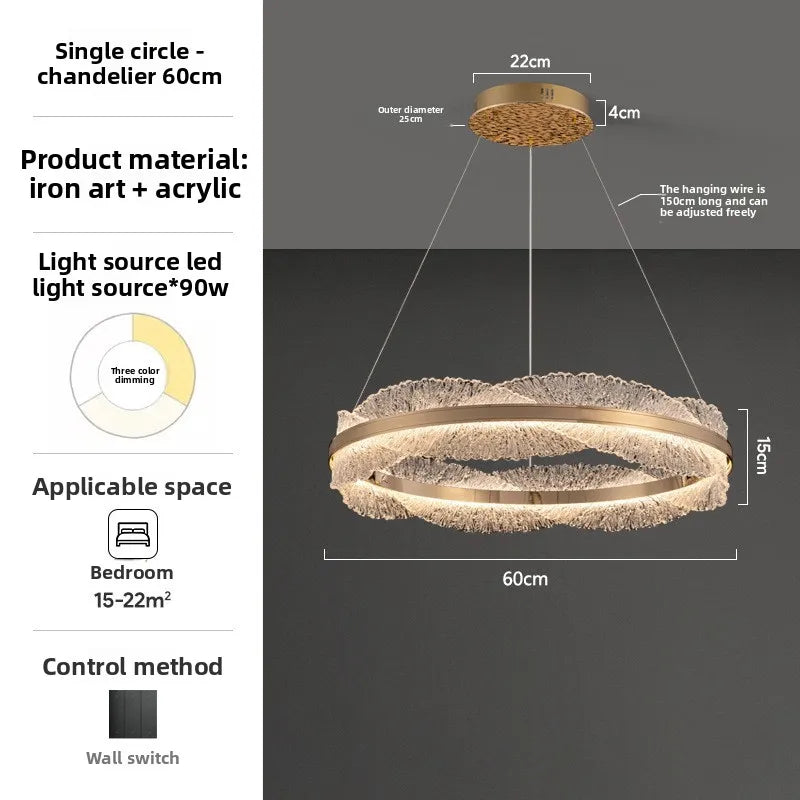 Modern Light Luxury Living Room Chandelier Round Led Hall Light Designer Creative Model Room Bedroom Dining Room Lighting
