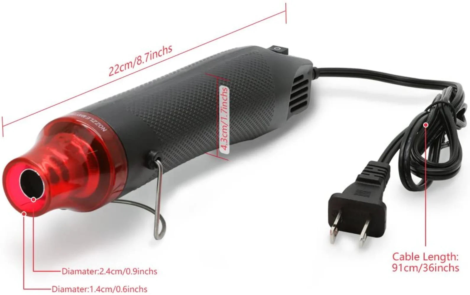 300W Hot Air Gun Portable Mini Heater for DIY Craft Embossing Shrink Wrapping PVC Multi Function Handheld Electrical Heat Tool