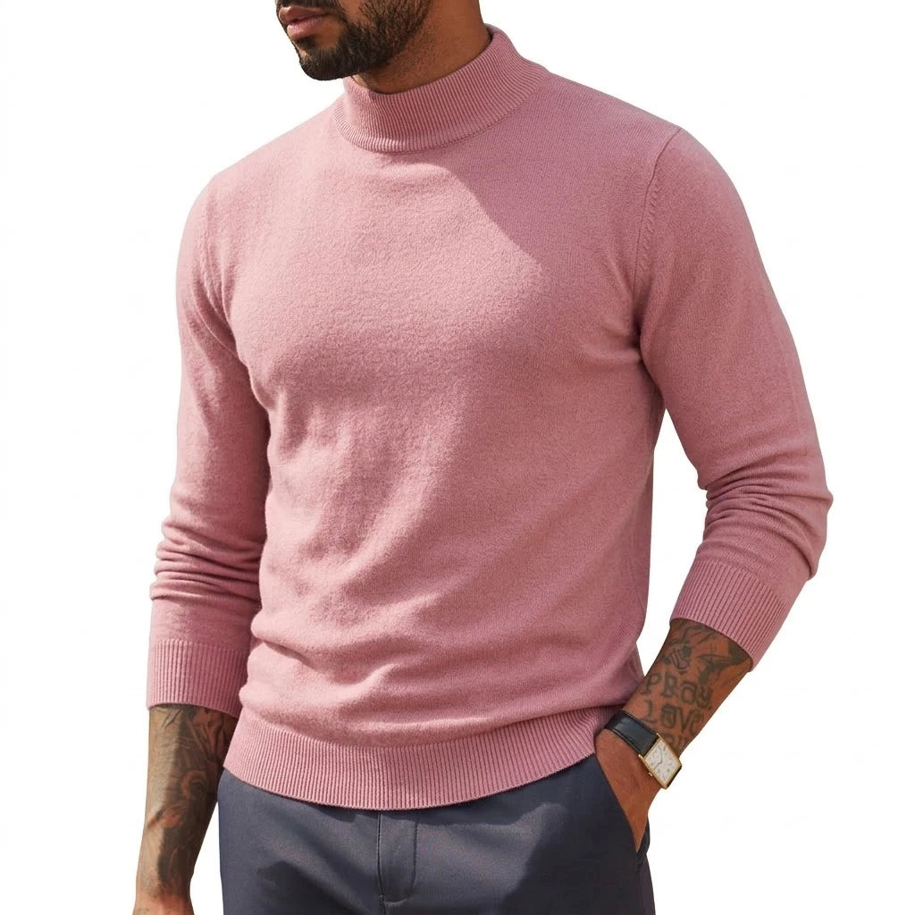 New Men's Mock Turtleneck Sweater Casual Long Sleeve Slim Fit Pullover Knitwear Solid Autumn Jumpers Warm Blouses for Winter