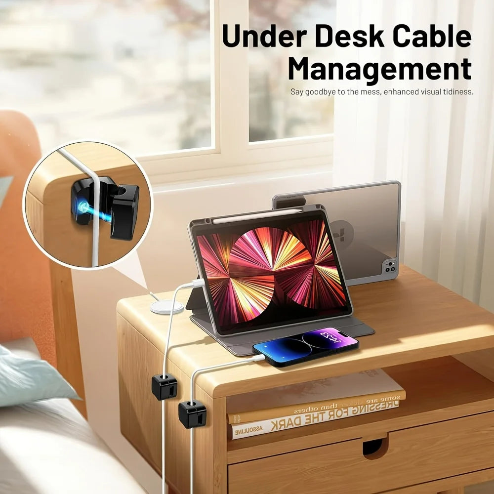 1/3/6/12PCS Magnetic Cable Clips Cable Adjustable Cord Holder Under Desk Cable Management Wire Keeper Cords Organizer Holder
