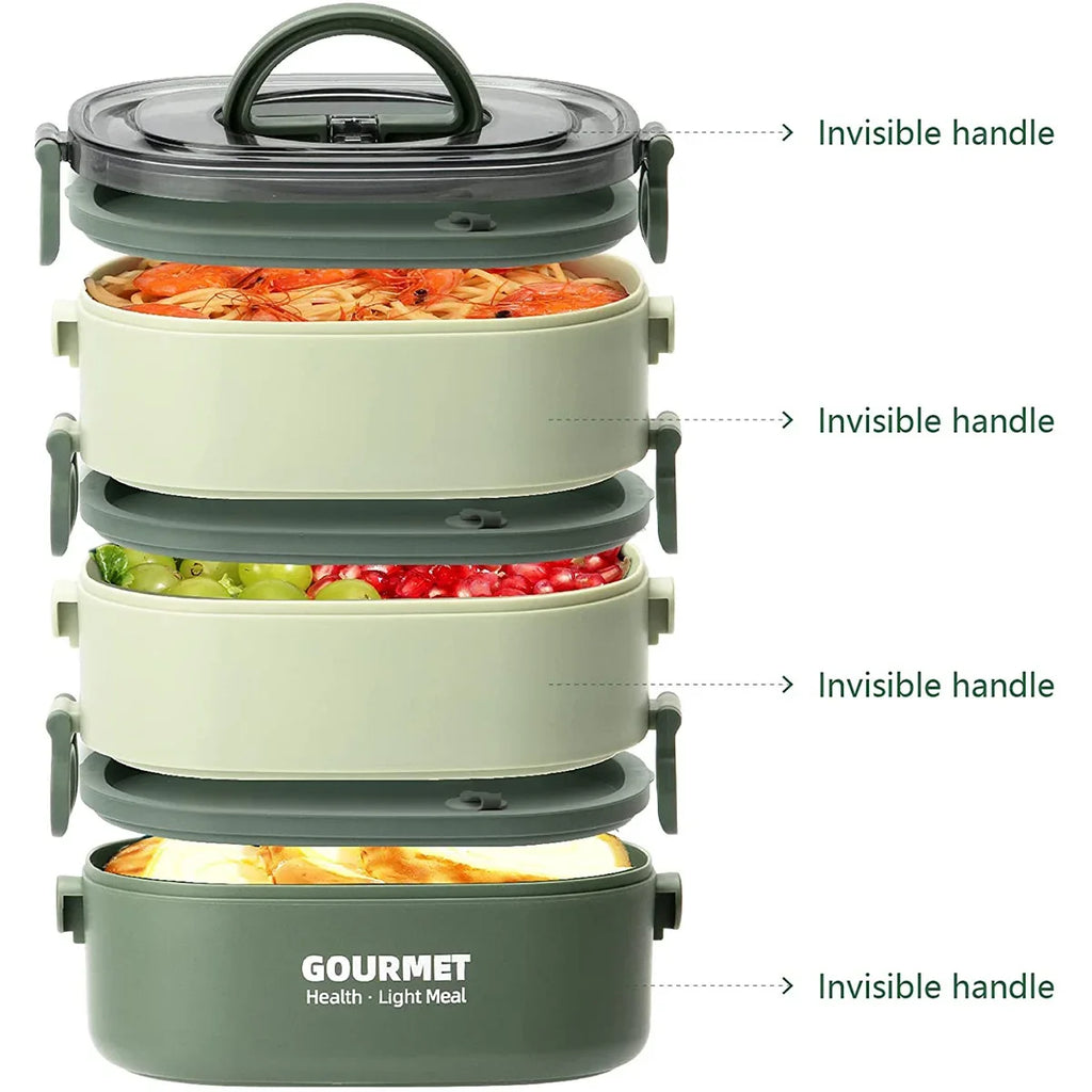 2000ML Lunch Box Portable 3 Layer Children Student Bento Box Leakproof Microwavable Food Container School Travel Office Picnic
