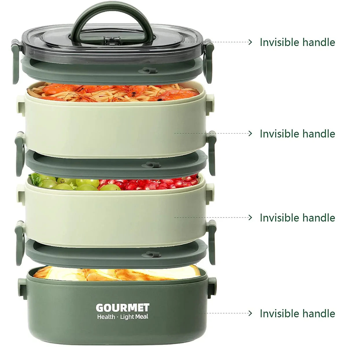 2000ML Lunch Box Portable 3 Layer Children Student Bento Box Leakproof Microwavable Food Container School Travel Office Picnic