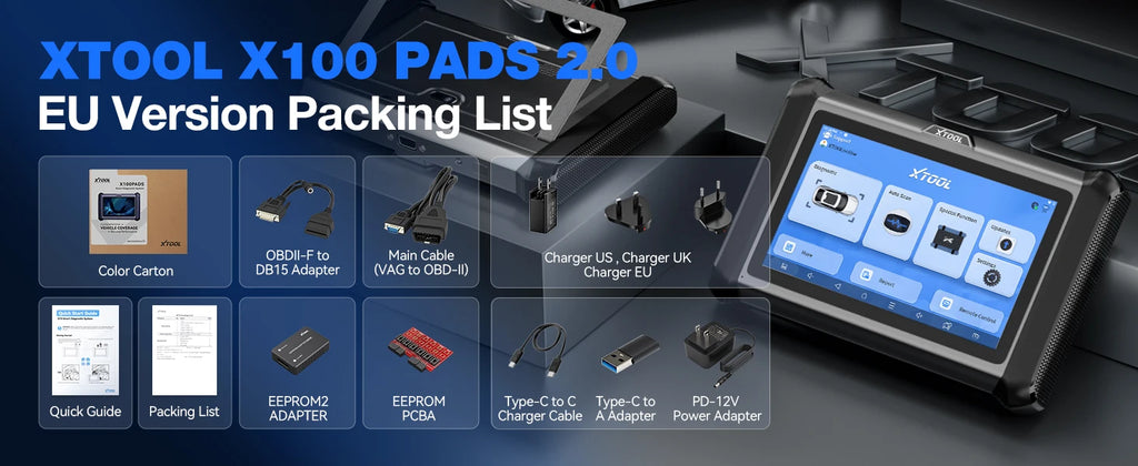 XTOOL X100 PADS V2.0 Key Programmer Automotive Scanner IMMO Read Write Chip All Key Lost OBD2 Diagnostic Tool With CANFD DOIP