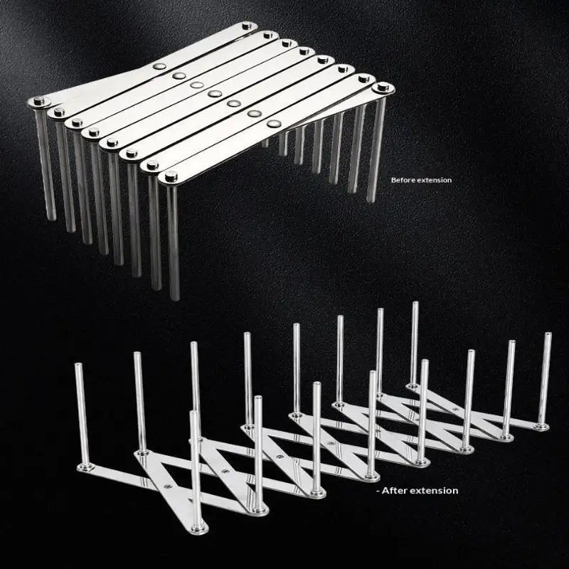 Stainless Steel Dish Rack Adjustable Kitchen Drainer Foldable Utensil Holder For Dishes Cups Pots & Lids Space Saving