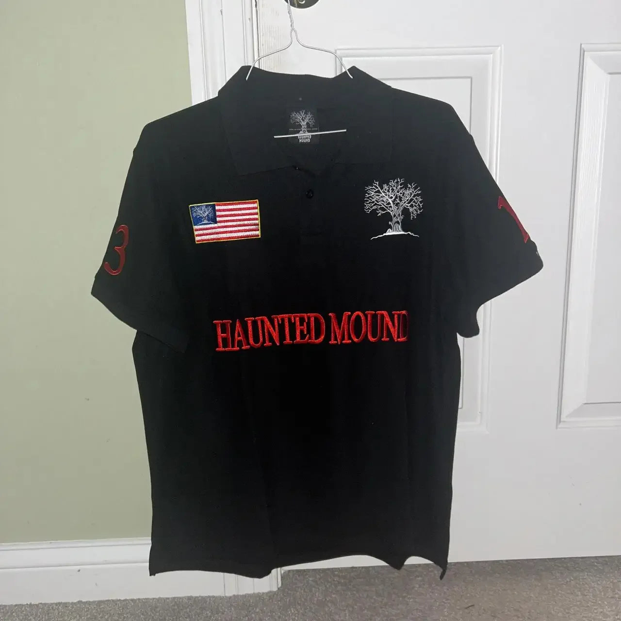 American Flag Tear Patchwork Retro Old Short Sleeve Polo Shirt Y2k Loose Boy Hip Hop Embroidery Clother Top Cotton Men Clothing