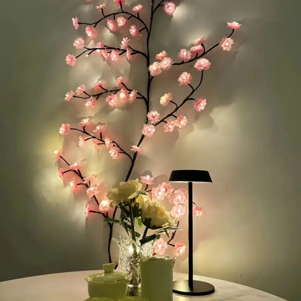 72/96/144 LED Cherry Blossom Branch Lights USB Pink Flower Fairy Lights Indoor Bedroom Wedding Garden Aesthetic Decor String