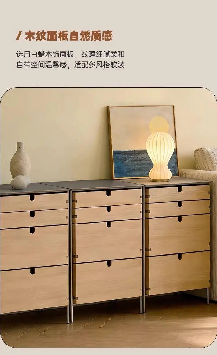 Medieval style living room combination storage cabinet, locker, solid wood household drawer, stainless steel dining side cabinet