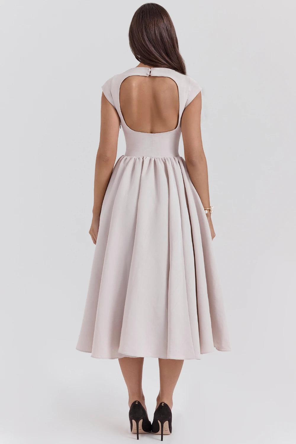 CHNMR French Elegant Solid O-neck Sleeveless Women A-line Long Dress Sexy Ruffle High Street Lady Dresses Casual Female Vestidos