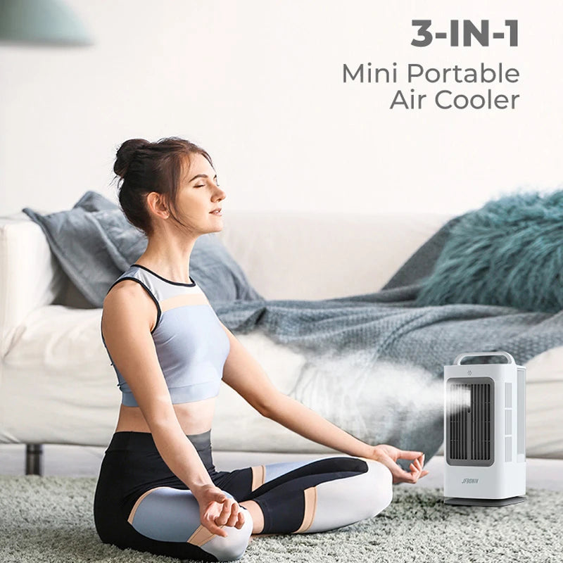 1.7L 3-IN-1 Mini Portable Air Cooler with Intelligent Touch Control 120 Degree Swing Air Conditioner 3-Speed Household Desk