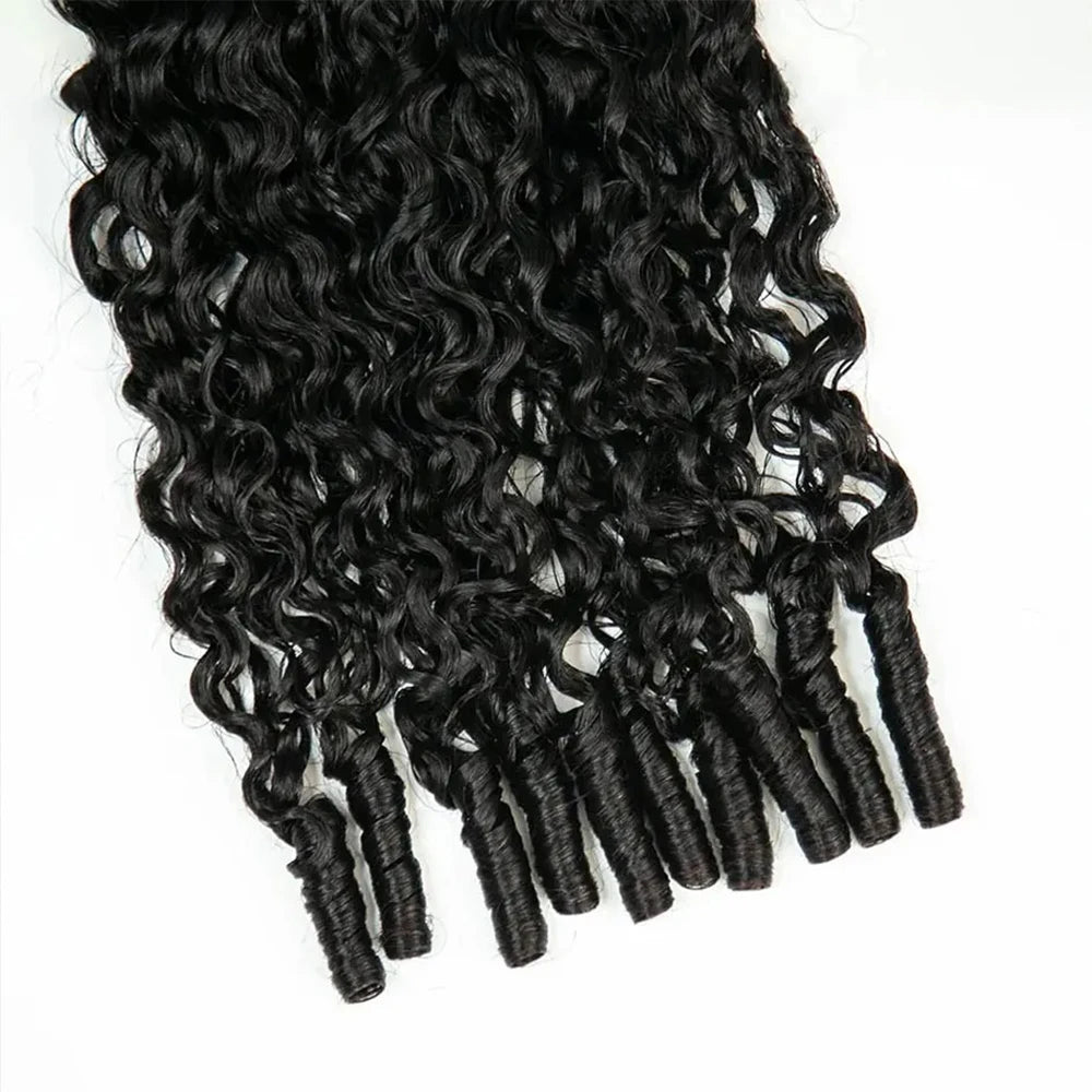 3rd Generation Deep Curly Crochet Human Hair Extension With Coily End Boho Braids Pre Separated Remy Feather Crochet Extension