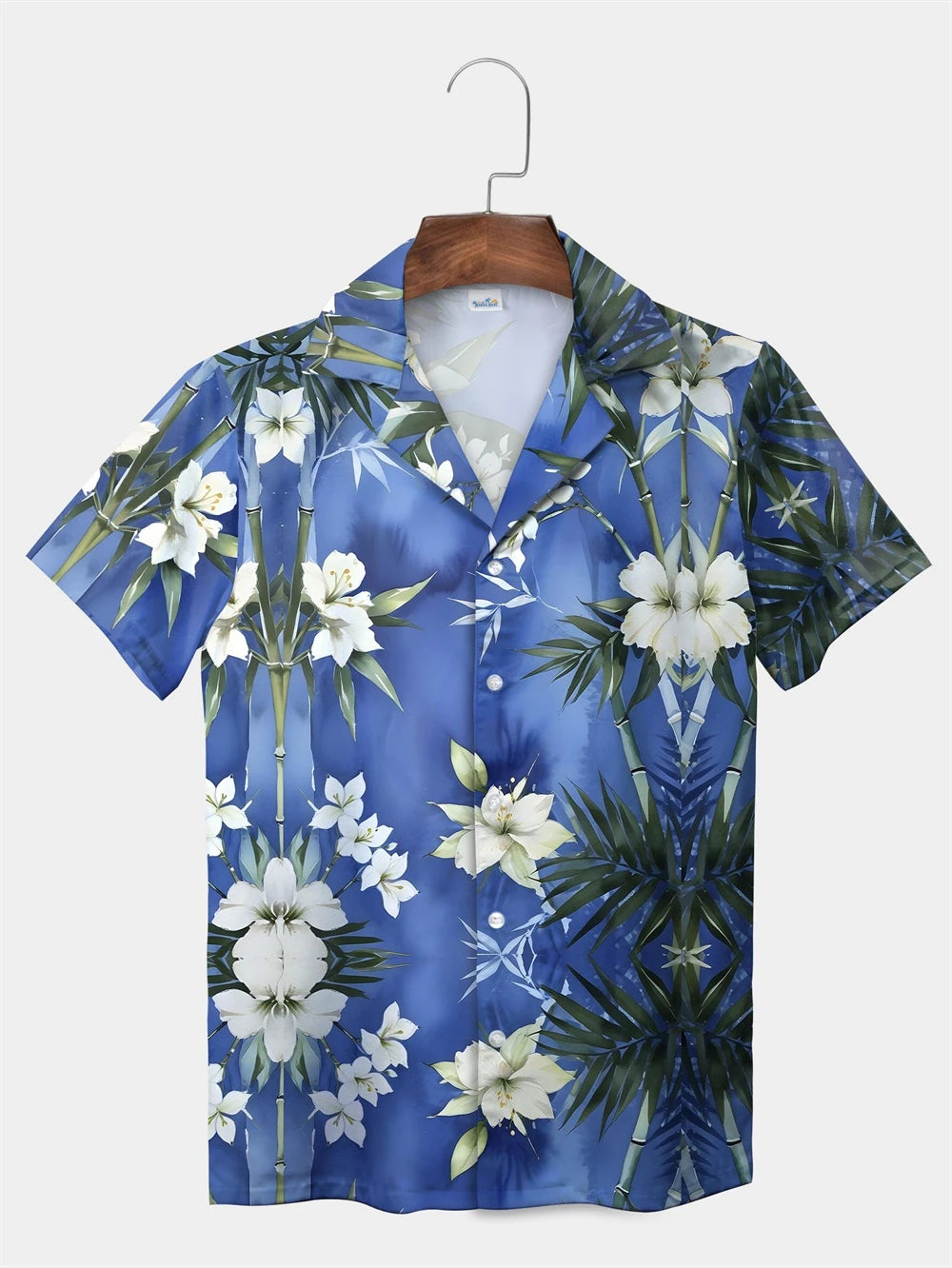 Tropical Plant Leaves Palm Tree Leaves Casual Shirt Botanical Print Light Color Shirt Pattern Men's Short Sleeve Hawaiian Shirts