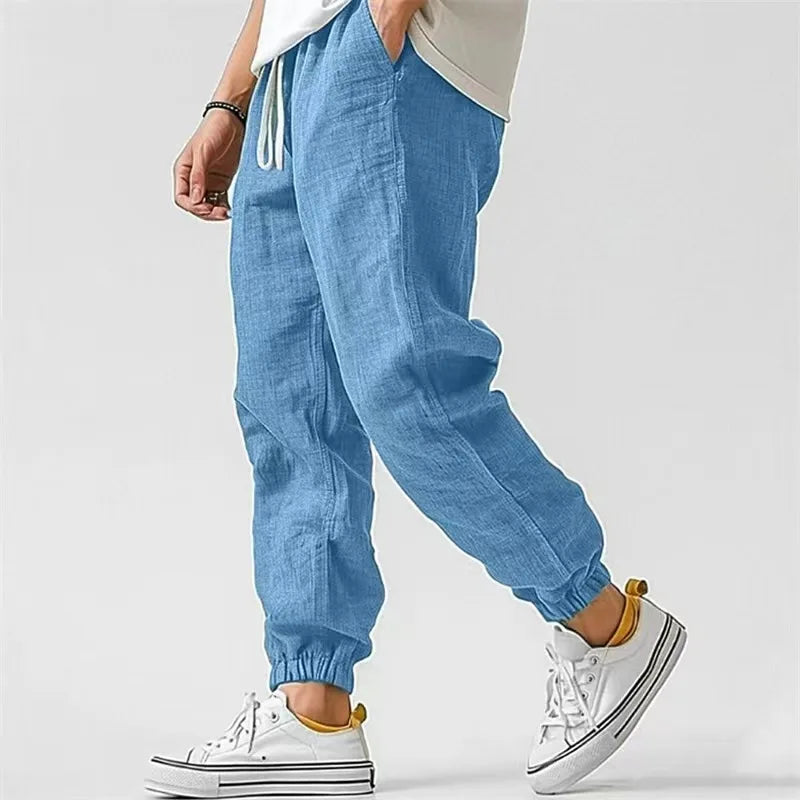 Japanese-Style Retro Streetwear 2026 Summer Men Cotton Linen Sweatpants Trousers Men Casual Harem Pants Breathable Men Joggers