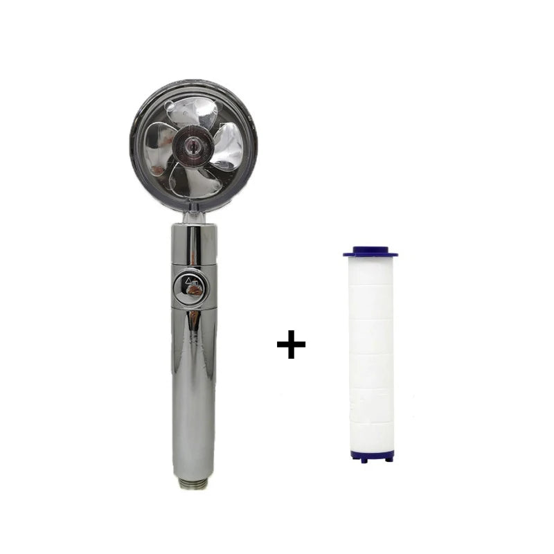 Shower Head Water Saving Flow 360 Degrees Rotating with Filter & Fan ABS Rain High Pressure Spray Nozzle Bathroom Accessories