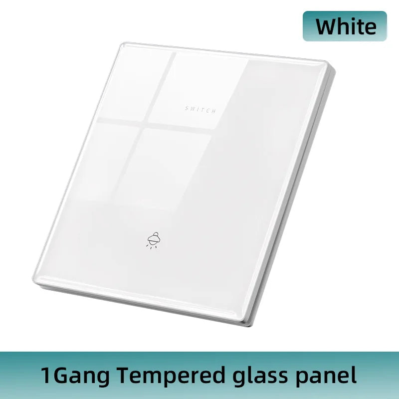 Wall Lamp Switch Panel Tempered Glass International Switch 1/2/3/4 Gang 1/2 Way Steel Rocker Light Switch On/Off Stair Switch