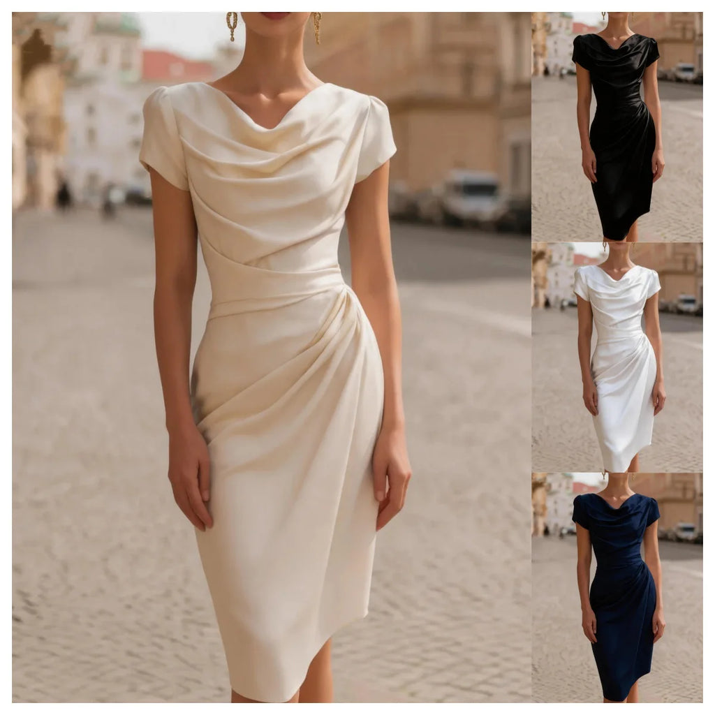Spring Summer Dress Women's Elegant White One-Shoulder Commuter Dresses 2026 Trends Midi Skirt Business Party Dress Robe