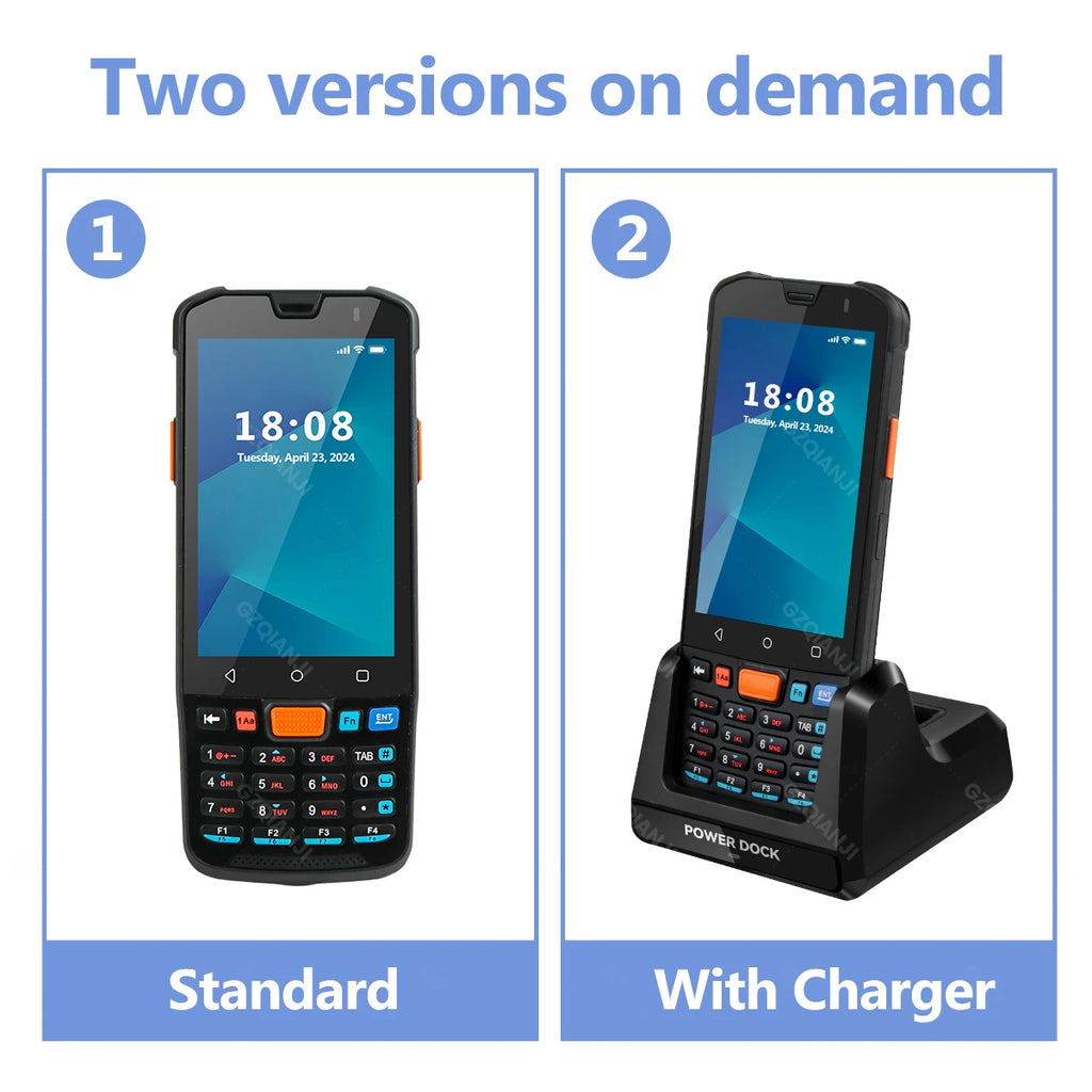 Android 14 Data Collector Wireless Wifi Bluetooth Handheld Terminal 1D 2D QR Barcode Scanner 3+32GB Running With Charger Station